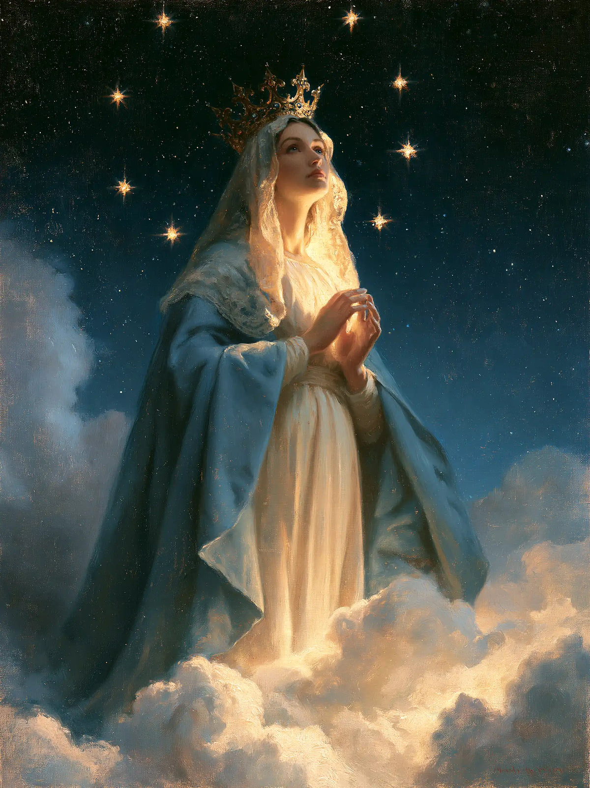 Mary Queen of Heaven - Midnight Blue Chiaroscuro · Portrait n° 22