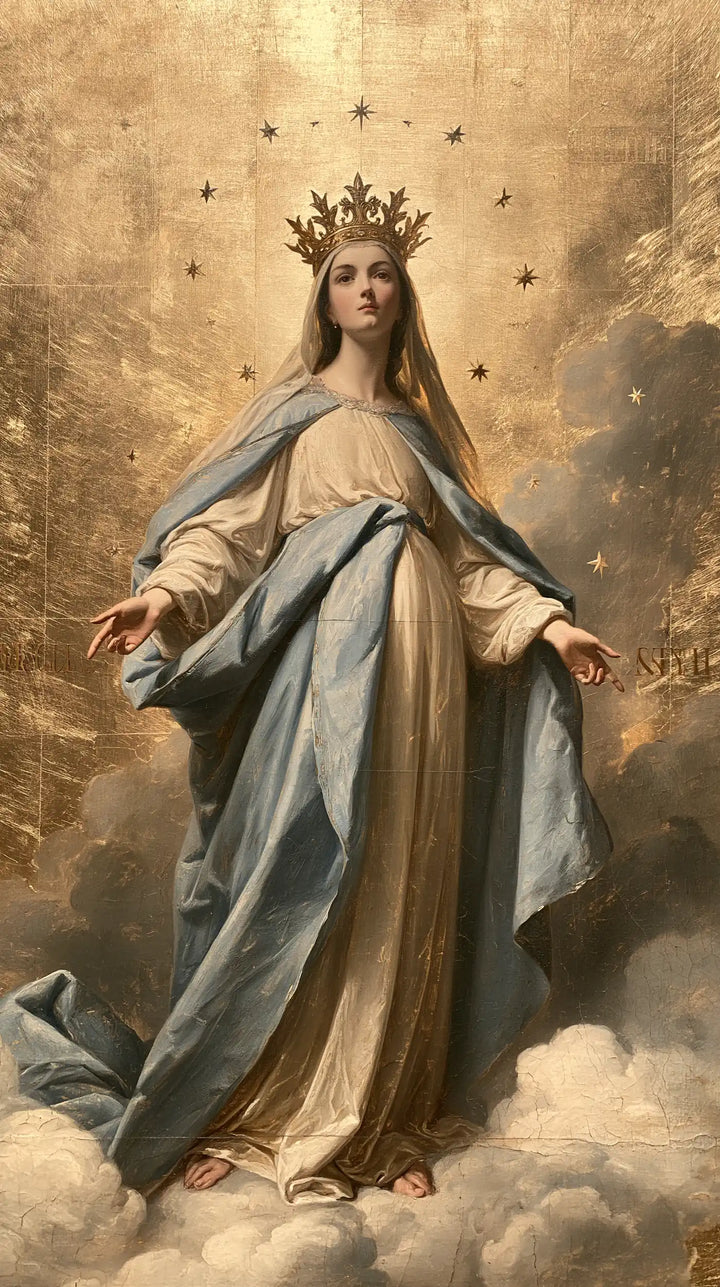 Mary, Queen of Heaven — The Grey Train at the Edge of Golden Clouds