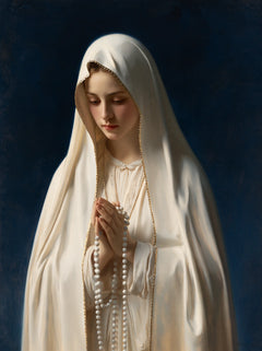 Our Lady of Fatima – White Mantle Against Midnight Blue
