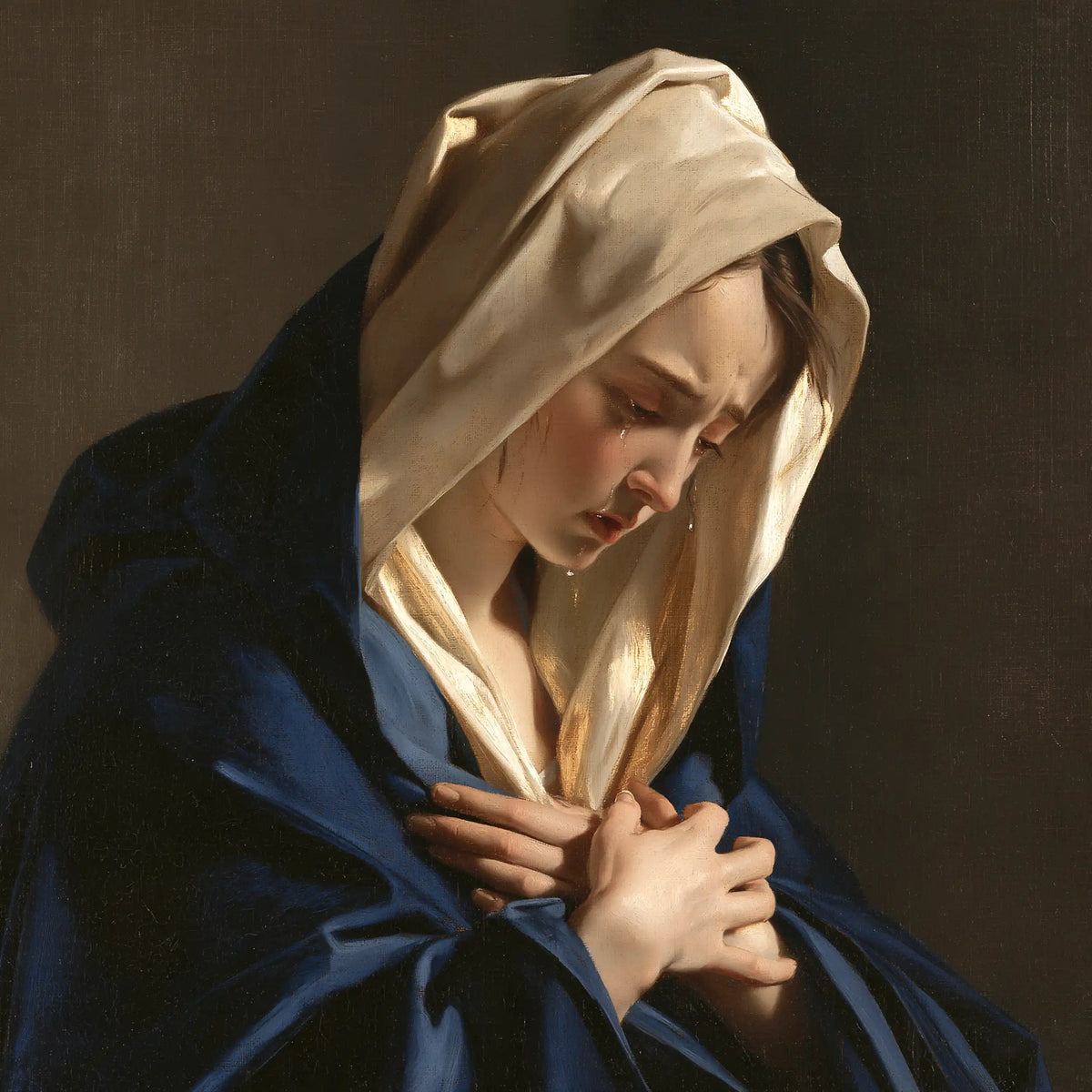 Mater Dolorosa in a classical portrait in Mater Dolorosa Classical Portrait style, square Christian artwork no. 8