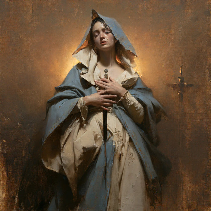 Our Lady of Sorrows — The Blade beneath the Angular Veil