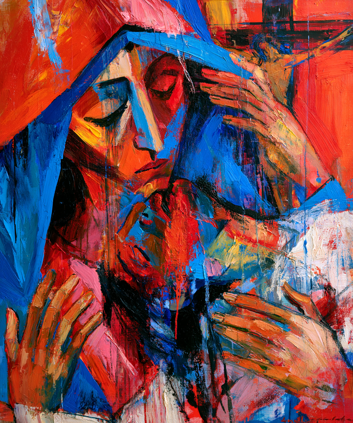The Pietà — Sorrow in Crimson Shards
