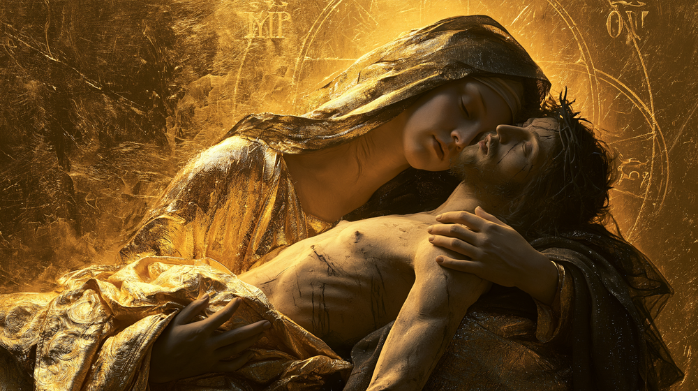 La Pietà - Heilig golden · Landschaft n° 5 - Christliche Kunst