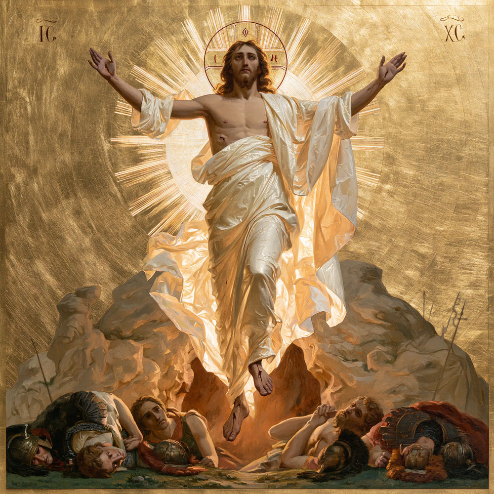 Resurrection of Jesus Christ in Contemporary Byzantine style, square Christian artwork no. 3