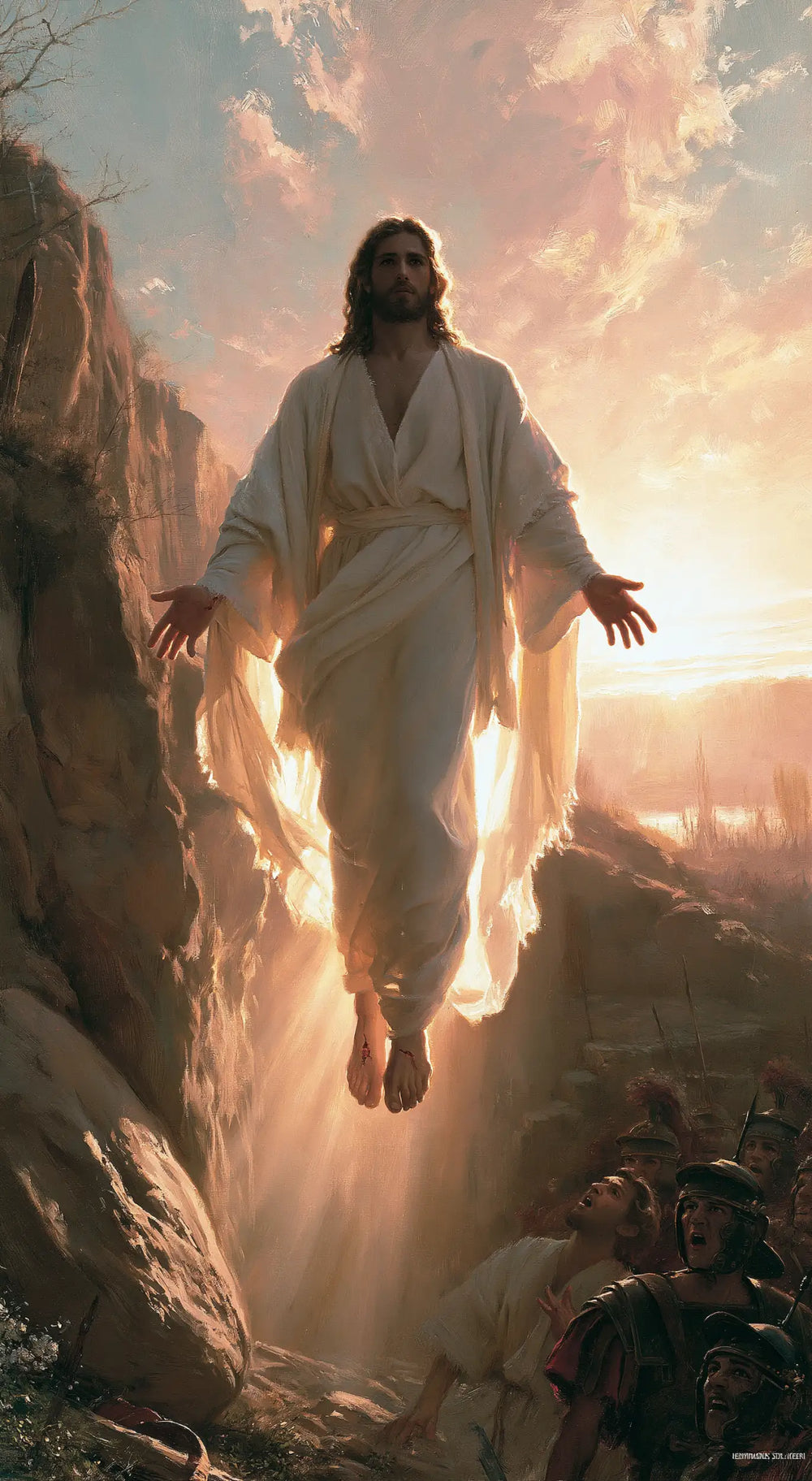 Resurrection of Jesus Christ in Divine Light style, portrait Christian artwork no. 8