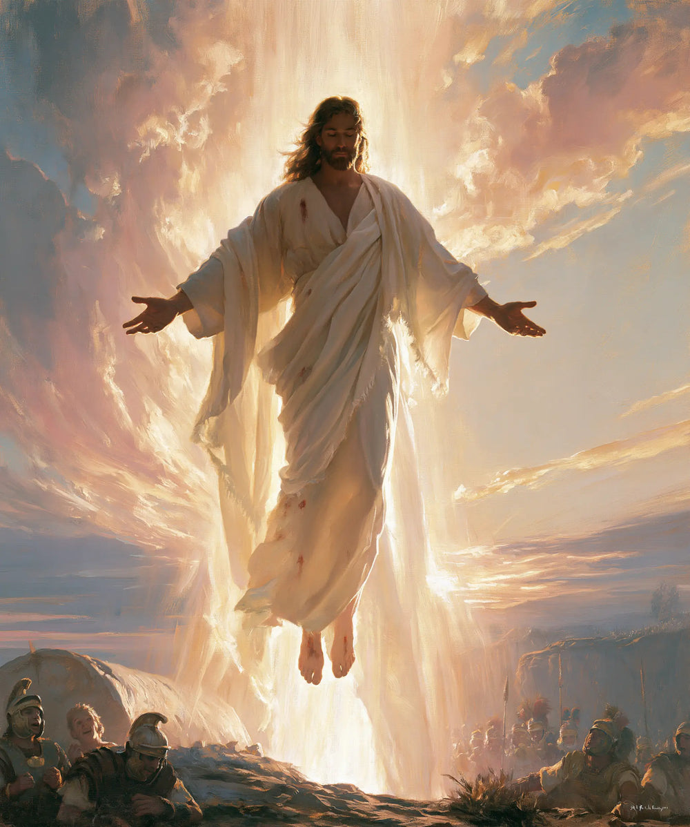 Resurrection of Jesus Christ in Divine Light style, portrait Christian artwork no. 25