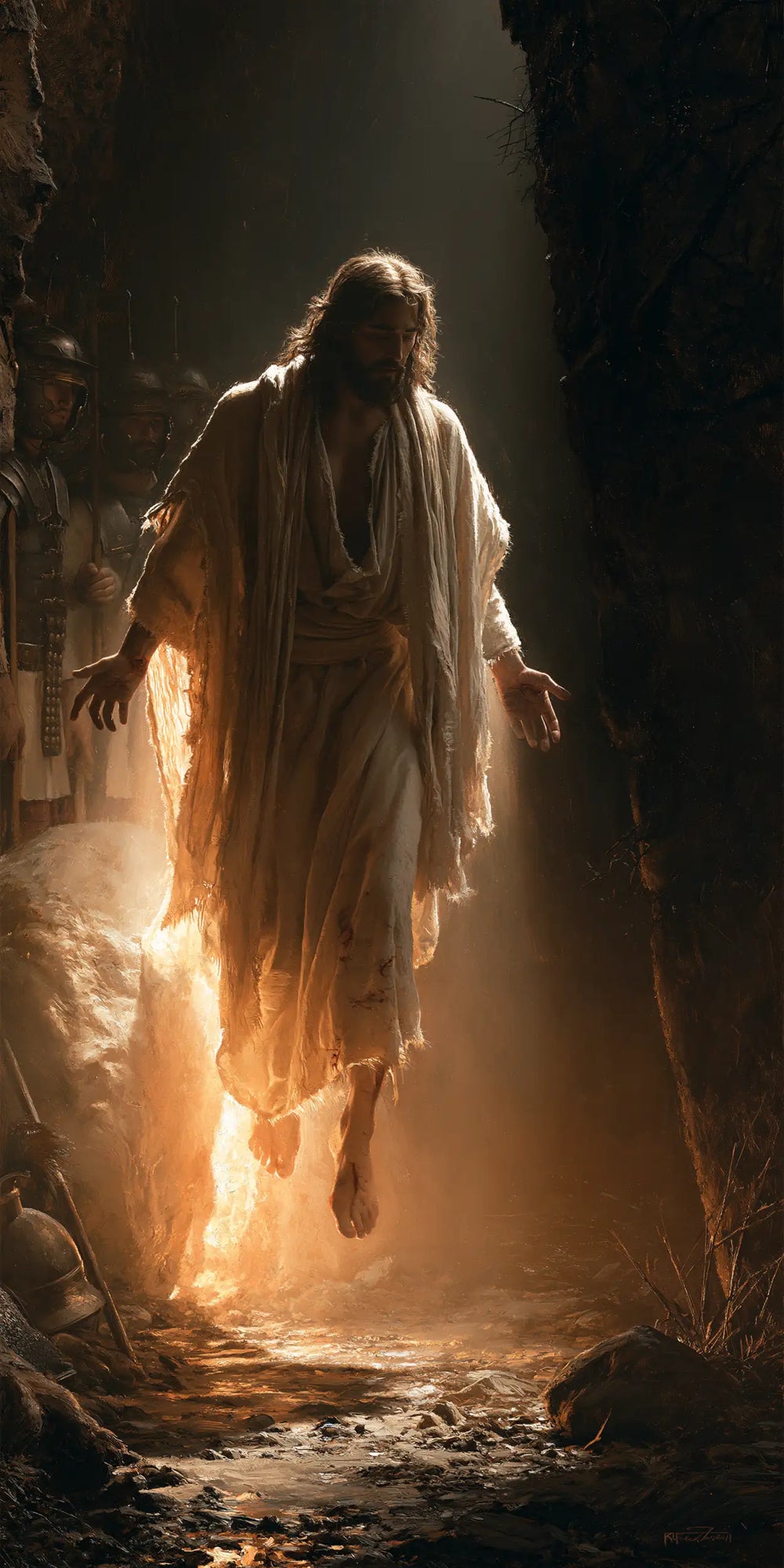 Resurrection of Jesus Christ in Explosion of Movement style, portrait Christian artwork no. 3