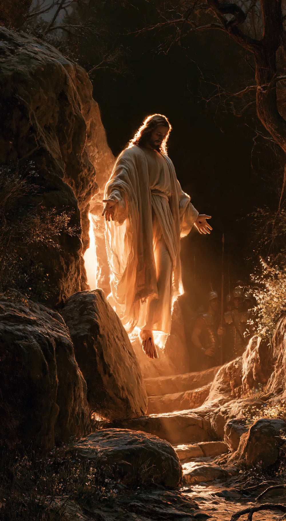 Resurrection of Jesus Christ in Explosion of Movement style, portrait Christian artwork no. 7