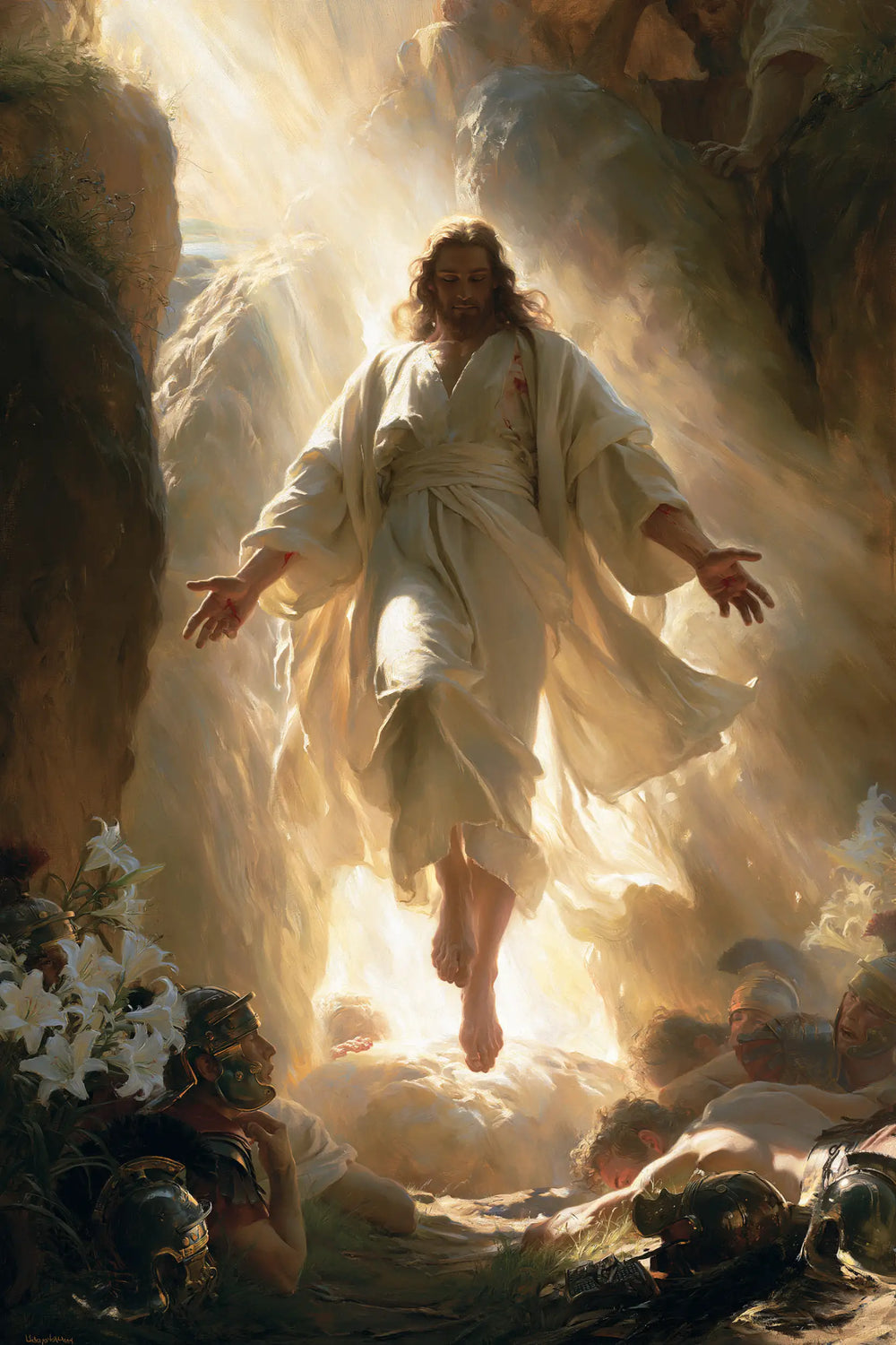 Resurrection of Jesus Christ in Expressionist style, portrait Christian artwork no. 14