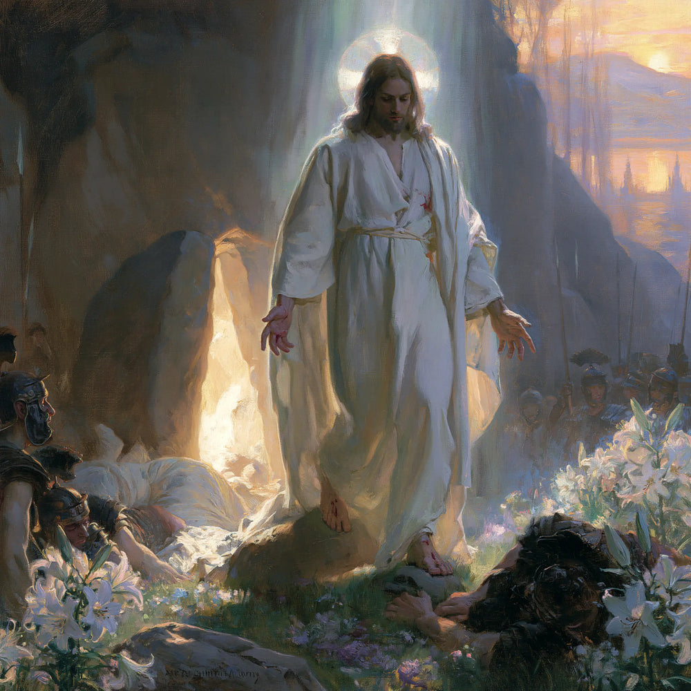 Resurrection of Jesus Christ in Expressionist style, square Christian artwork no. 1