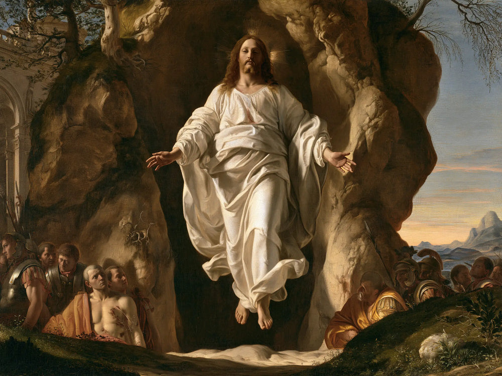 Resurrection of Jesus Christ in Florentine Renaissance style, landscape Christian artwork no. 4