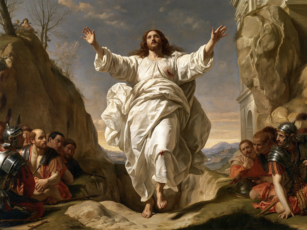 Resurrection of Jesus Christ in Florentine Renaissance style, landscape Christian artwork no. 5