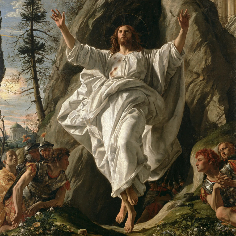 Resurrection of Jesus Christ in Florentine Renaissance style, square Christian artwork no. 1
