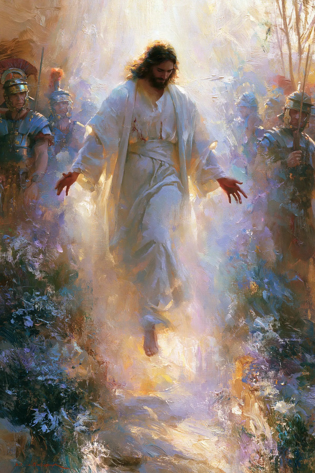 Resurrection of Jesus Christ in Impressionist style, portrait Christian artwork no. 12