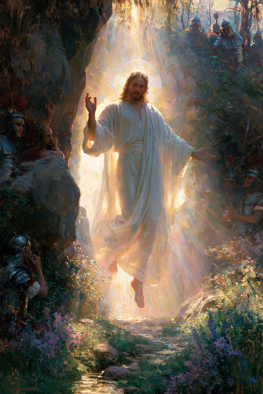 Resurrection of Jesus Christ in Impressionist style, portrait Christian artwork no. 15