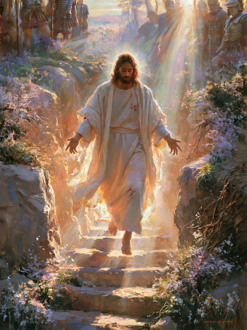 Resurrection of Jesus Christ in Impressionist style, portrait Christian artwork no. 18