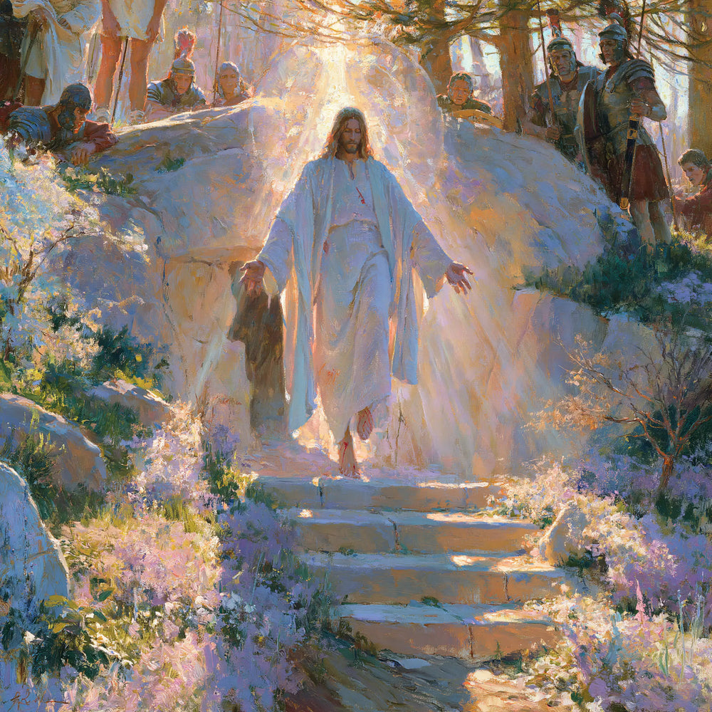 Resurrection of Jesus Christ in Impressionist style, square Christian artwork no. 2
