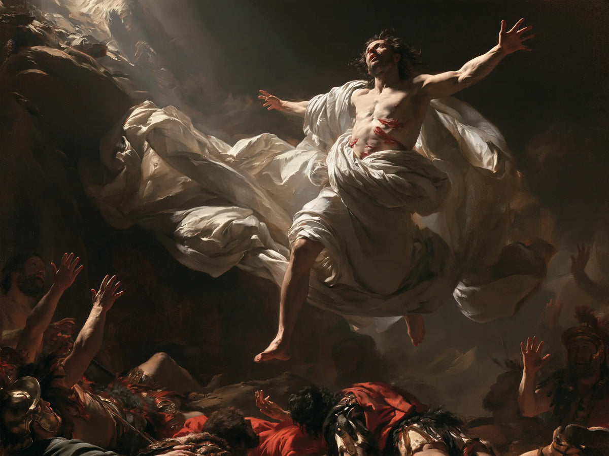 Resurrection of Jesus Christ in Theatrical Baroque style, landscape Christian artwork no. 3