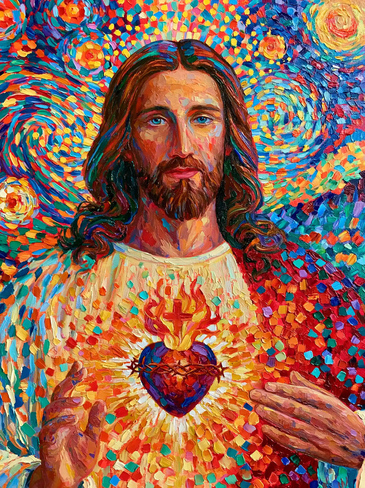 Sacred Heart of Jesus – Pointillist Post-Impressionism · Portrait no. 5