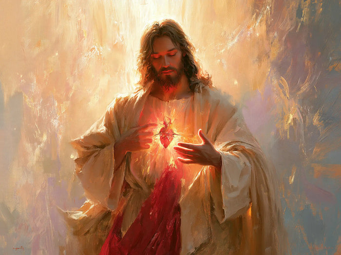 The Sacred Heart of Jesus — The Heart in a Rain of Colours