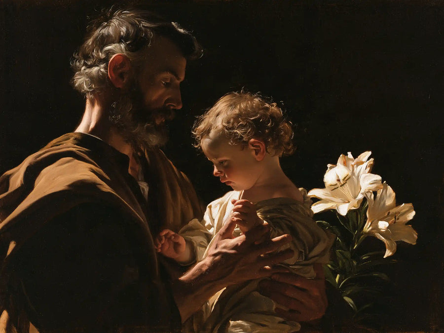 Saint Joseph with the Child Jesus – Caravaggio Tenebrism · Landscape no. 4