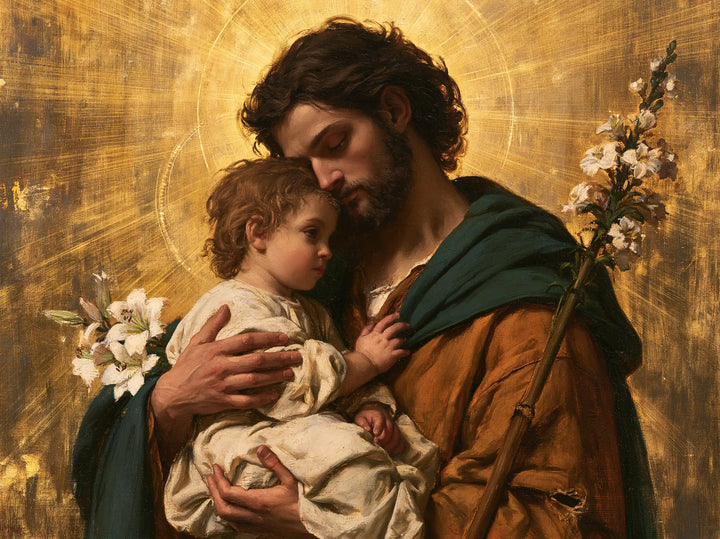 Saint Joseph with the Child Jesus – Sacred Gold · Landscape no. 6