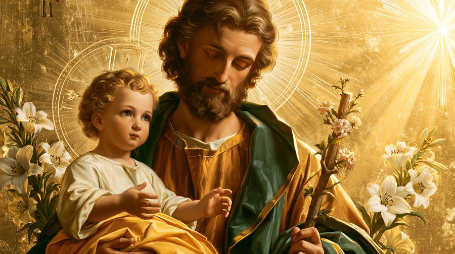 Saint Joseph with the Child Jesus – Sacred Gold · Landscape no. 9