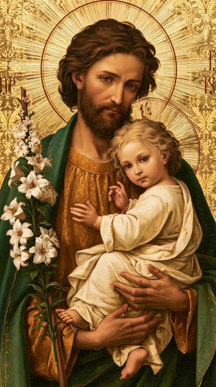 Saint Joseph with the Child Jesus – Sacred Gold · Portrait no. 4