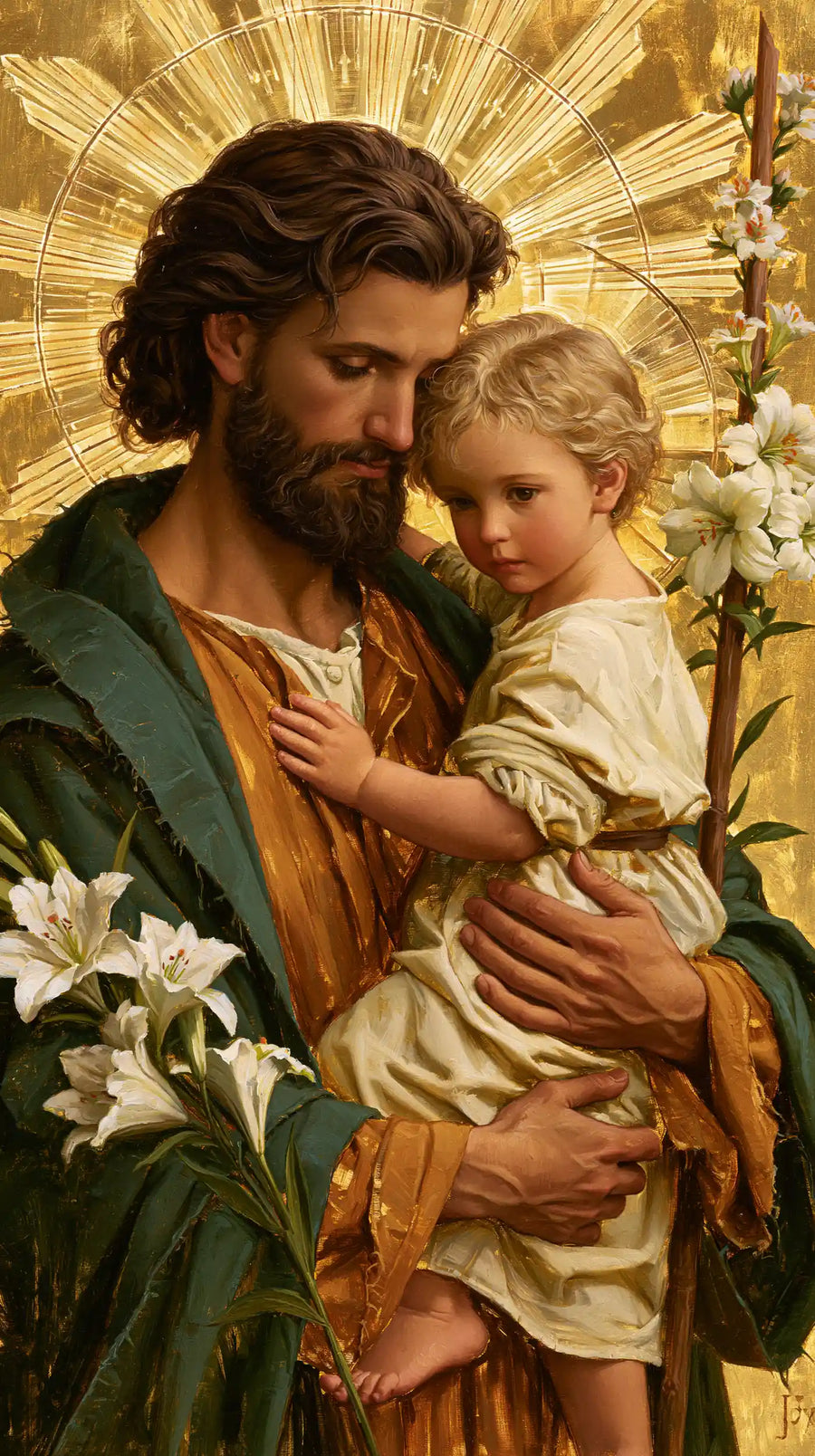 Saint Joseph with the Child Jesus – Sacred Gold · Portrait no. 6