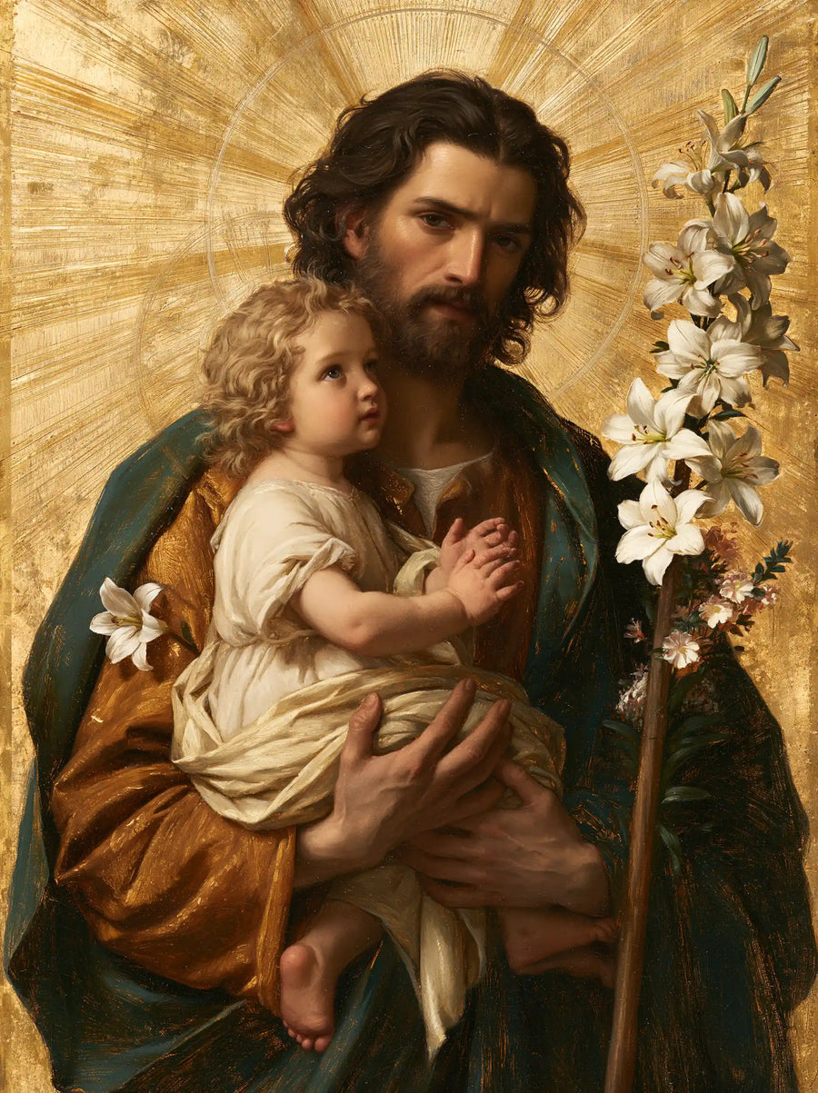 Saint Joseph with the Child Jesus – Sacred Gold · Portrait no. 12