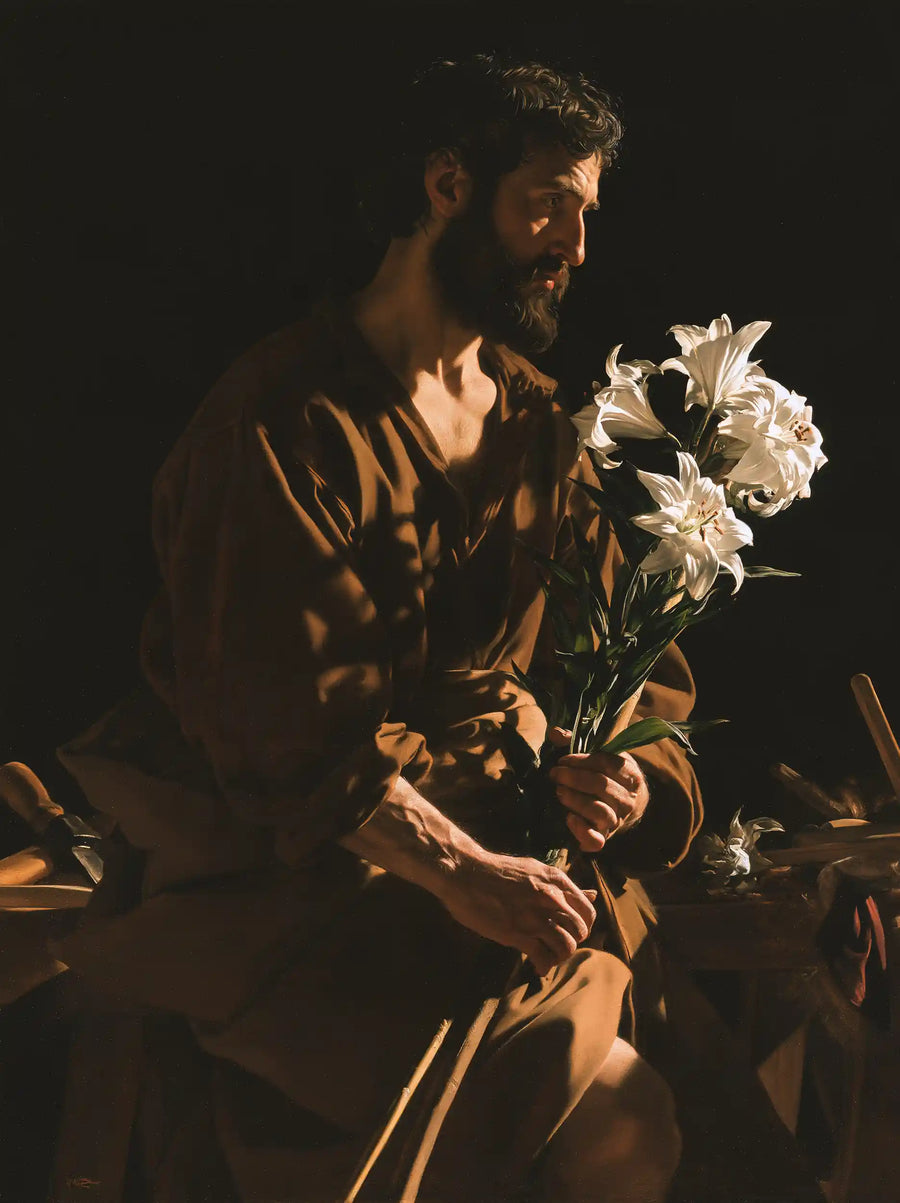 Saint Joseph – Caravaggio Tenebrism · Portrait no. 4