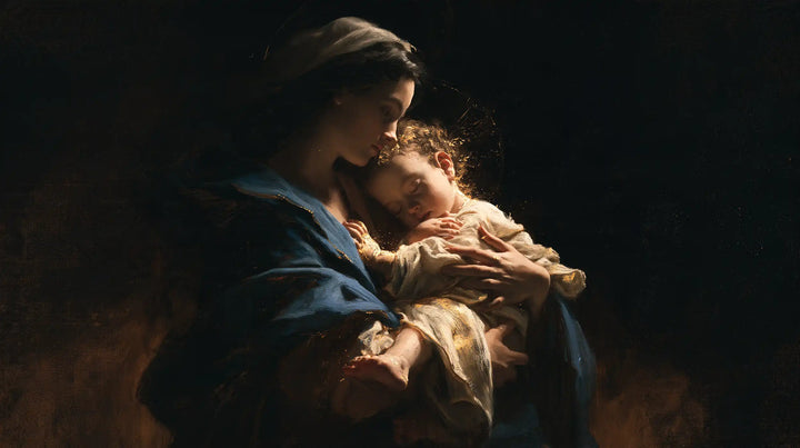 Virgin Mary and Child Jesus - Black and Gold · Landscape n° 13