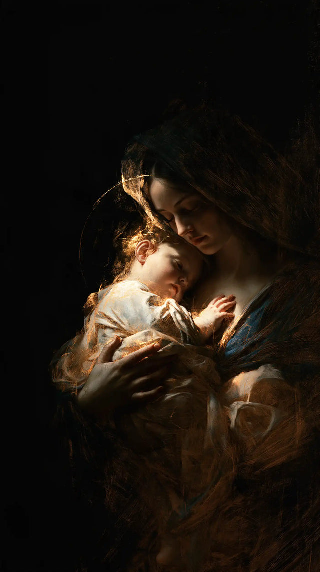 Virgin Mary and Child Jesus - Black and Gold · Portrait n° 13