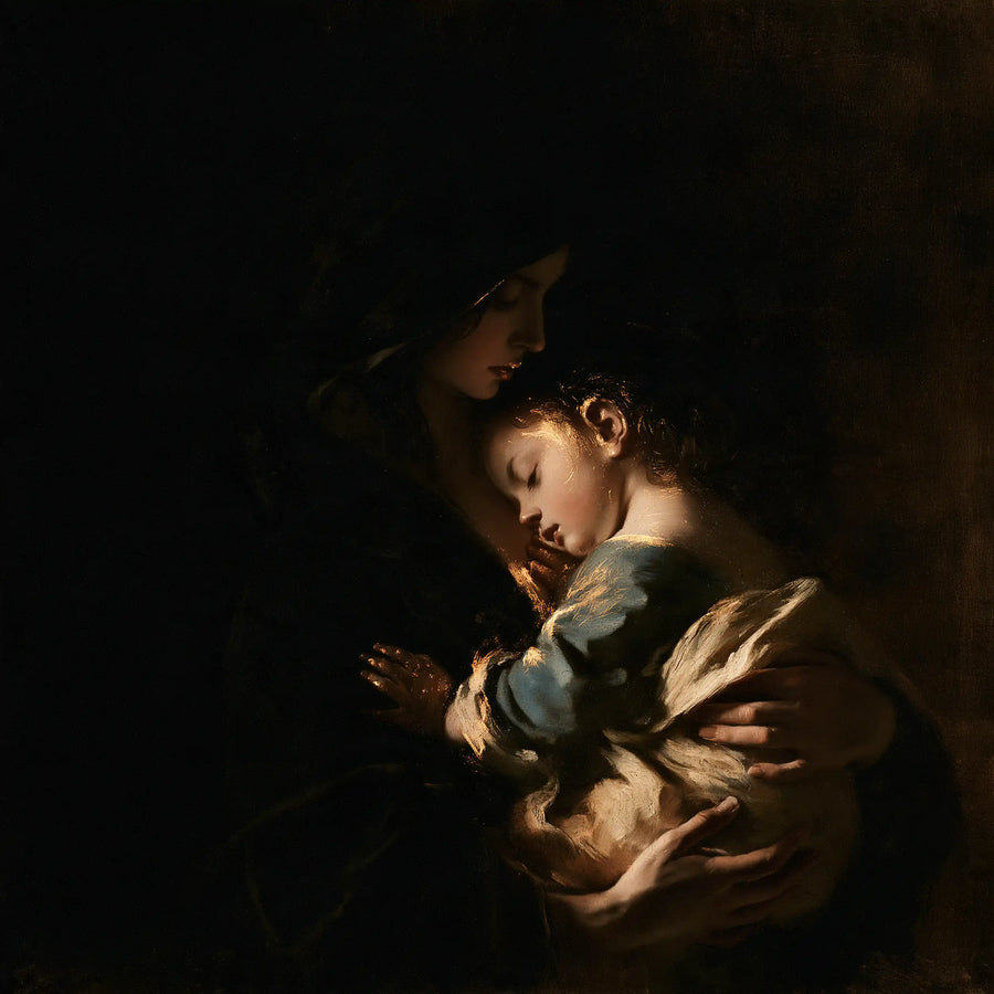 Virgin Mary and Child Jesus - Black and Gold · Square n° 6