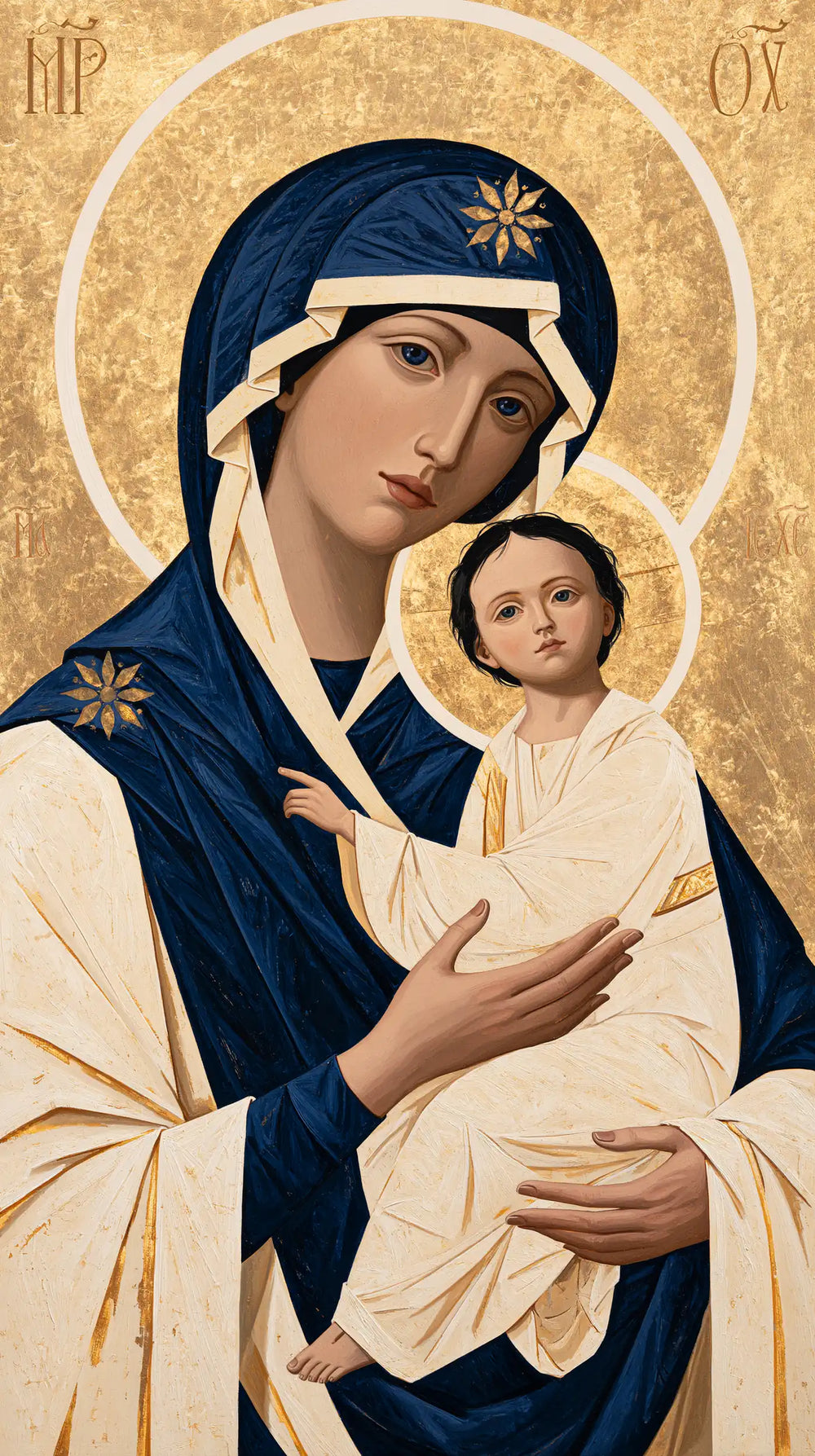 the Virgin Mary and the Child Jesus in Contemporary Byzantine style, portrait Christian artwork no. 8