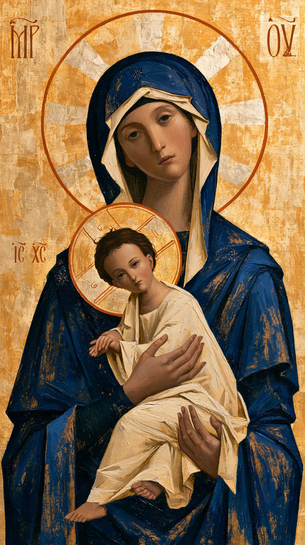 the Virgin Mary and the Child Jesus in Contemporary Byzantine style, portrait Christian artwork no. 19