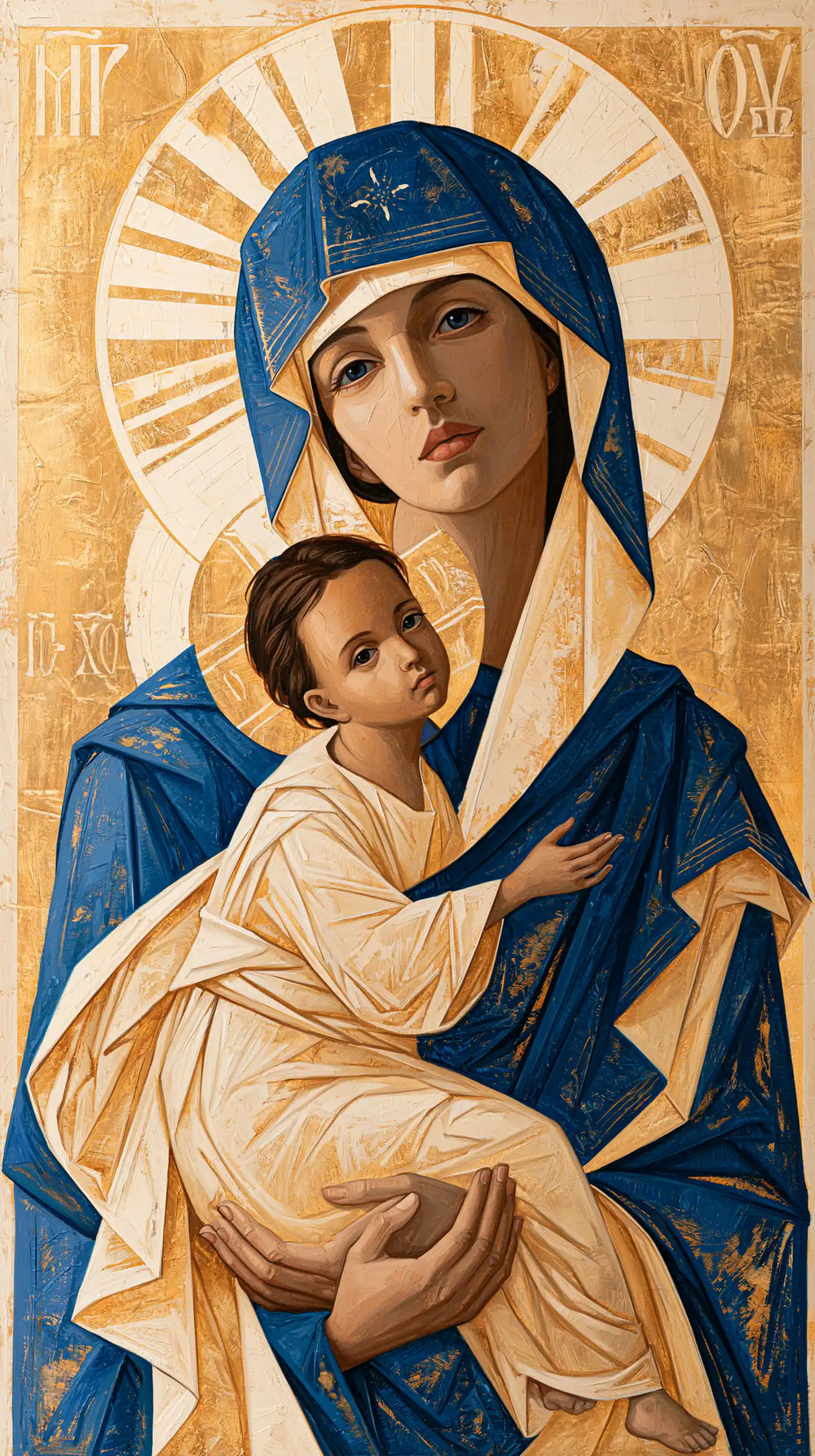 the Virgin Mary and the Child Jesus in Contemporary Byzantine style, portrait Christian artwork no. 21