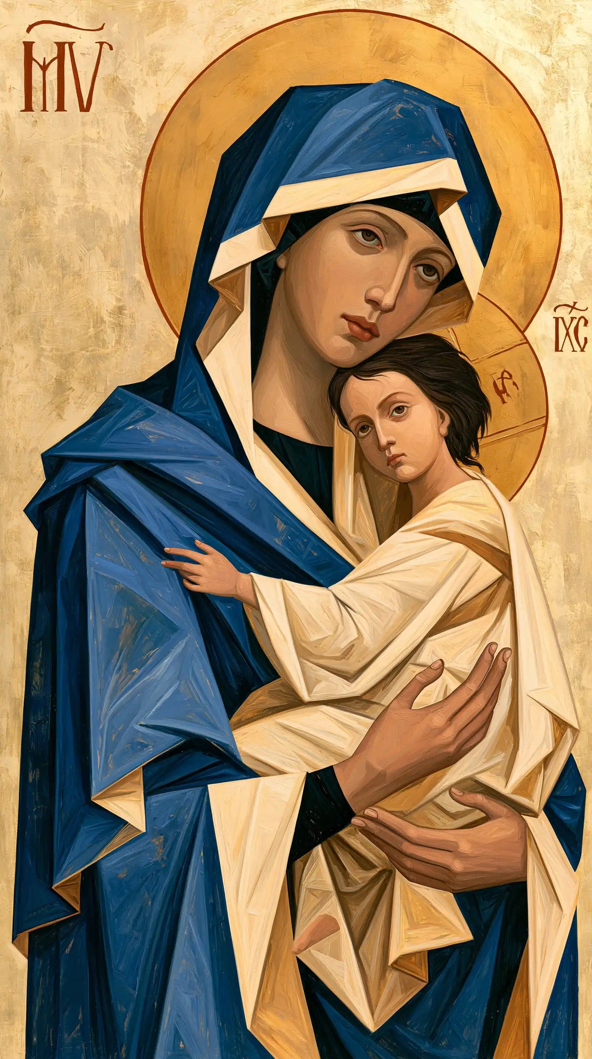 the Virgin Mary and the Child Jesus in Contemporary Byzantine style, portrait Christian artwork no. 23