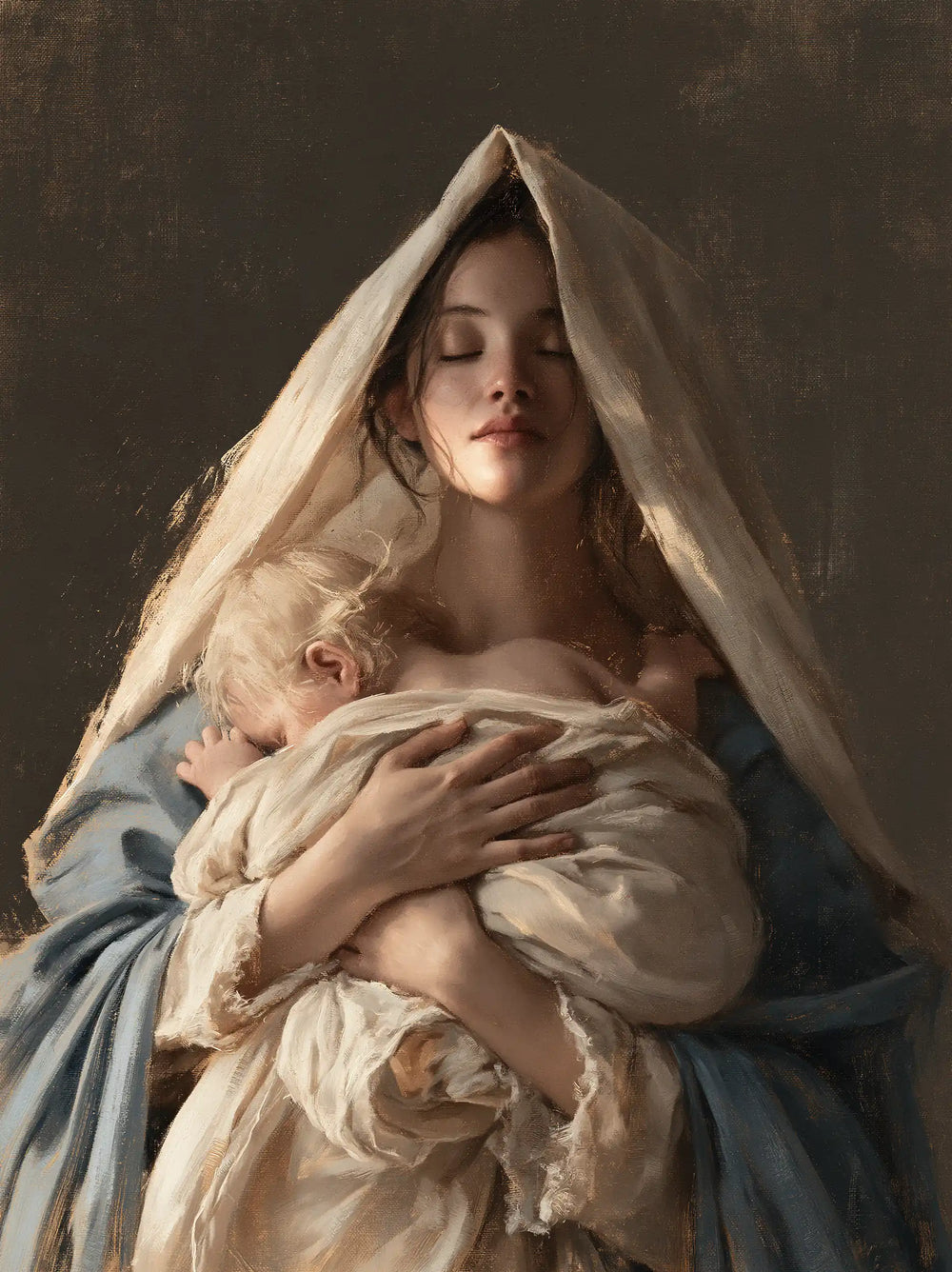 the Virgin Mary and the Child Jesus in Contemporary Minimalism style, portrait Christian artwork no. 5