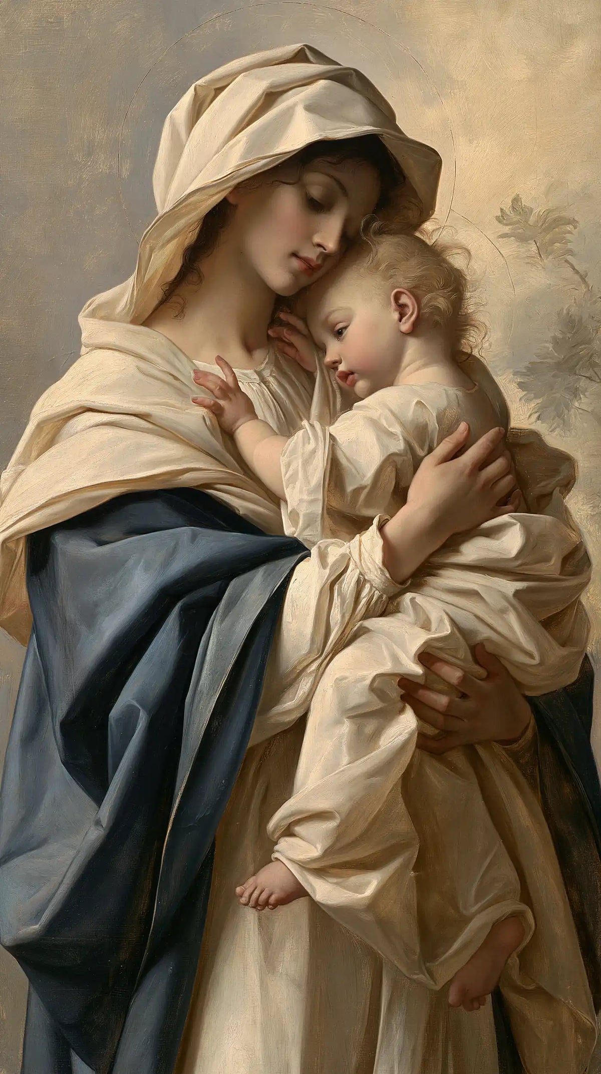 the Virgin Mary with the Child Jesus in Florentine Renaissance style, portrait Christian artwork no. 25