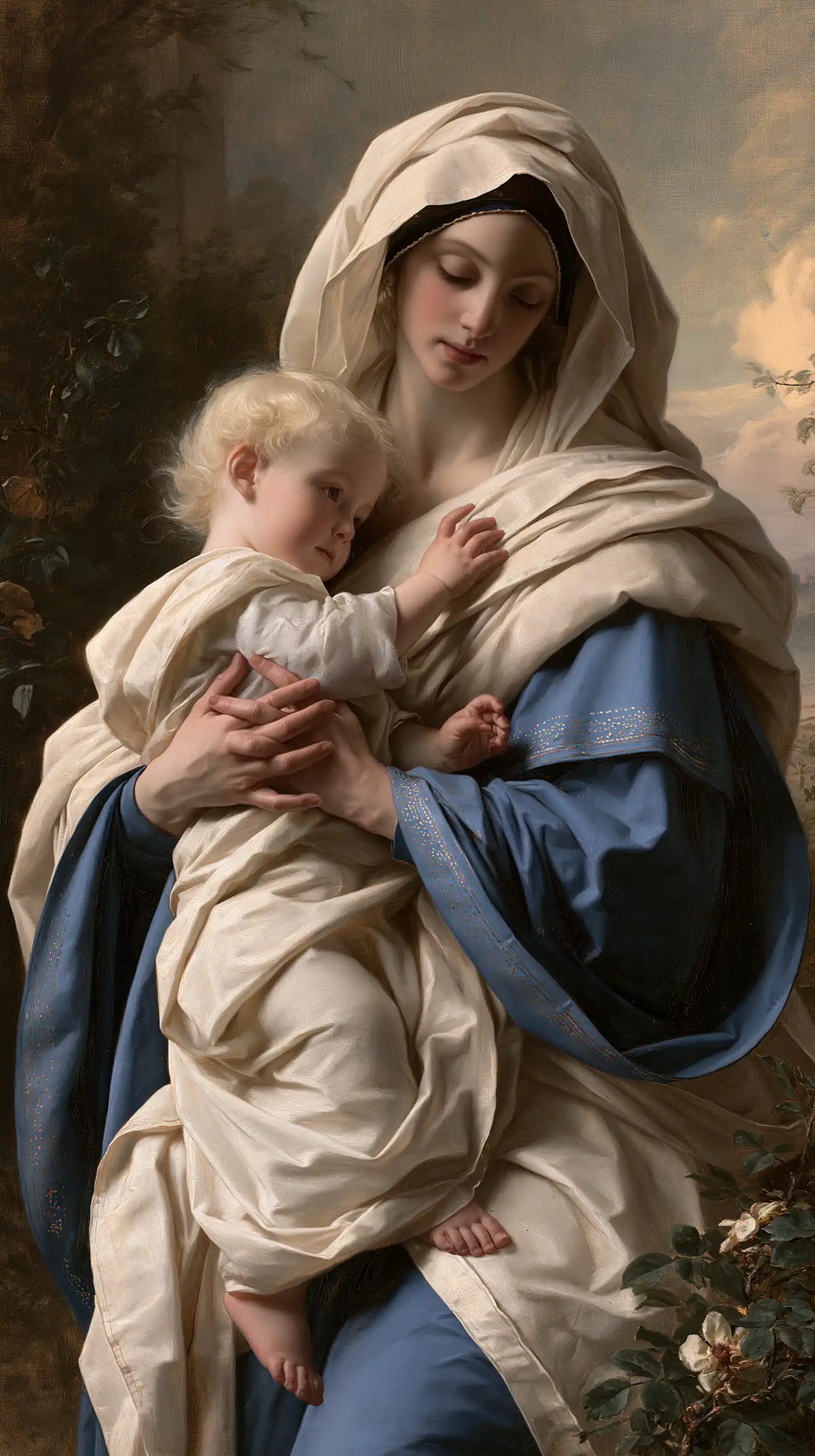 the Virgin Mary with the Child Jesus in Florentine Renaissance style, portrait Christian artwork no. 27