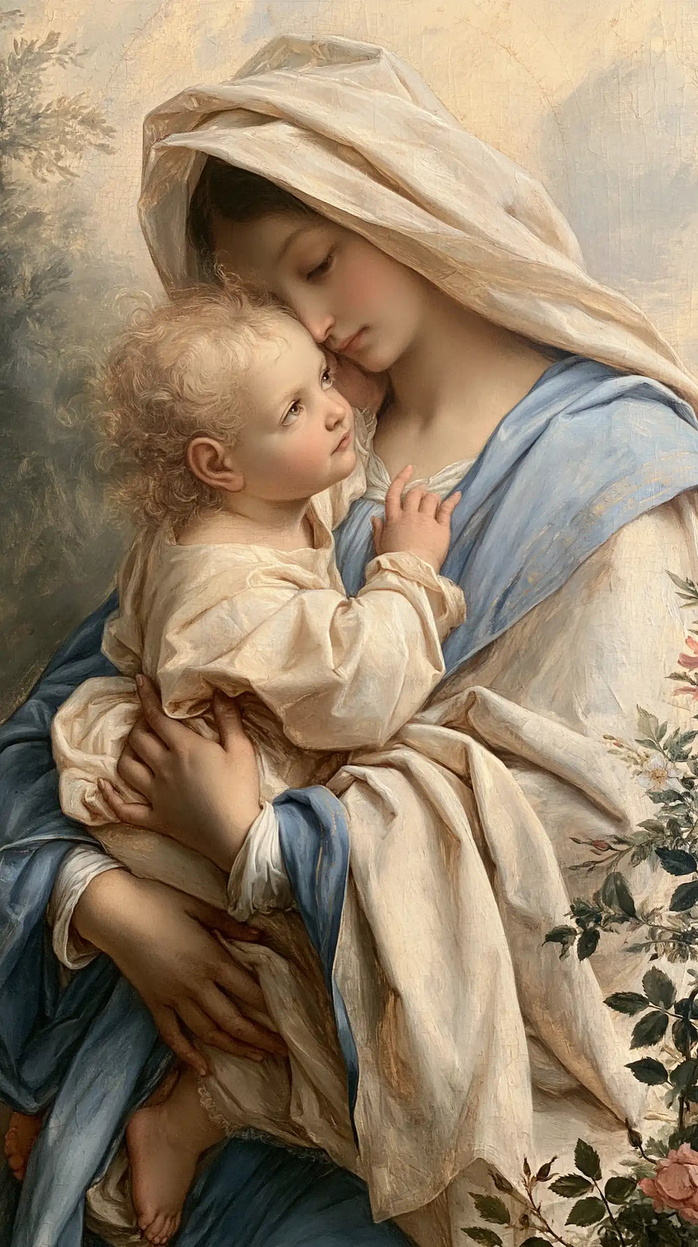 the Virgin Mary with the Child Jesus in Florentine Renaissance style, portrait Christian artwork no. 31