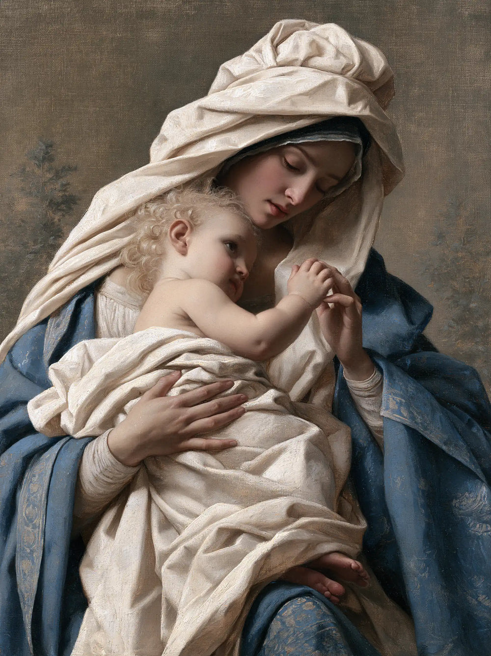 the Virgin Mary with the Child Jesus in Florentine Renaissance style, portrait Christian artwork no. 37