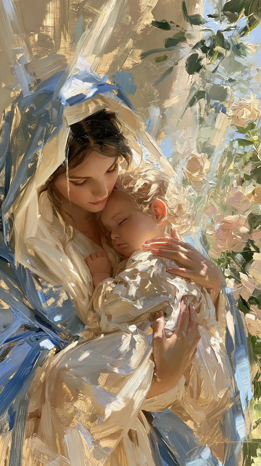 Virgin Mary and Child Jesus - Impressionist · Portrait n° 8
