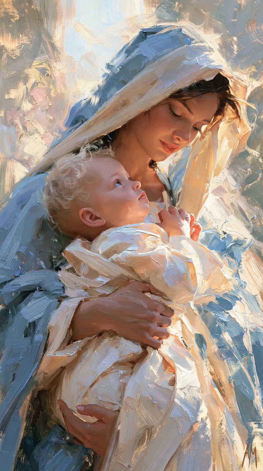 Virgin Mary and Child Jesus - Impressionist · Portrait n° 9