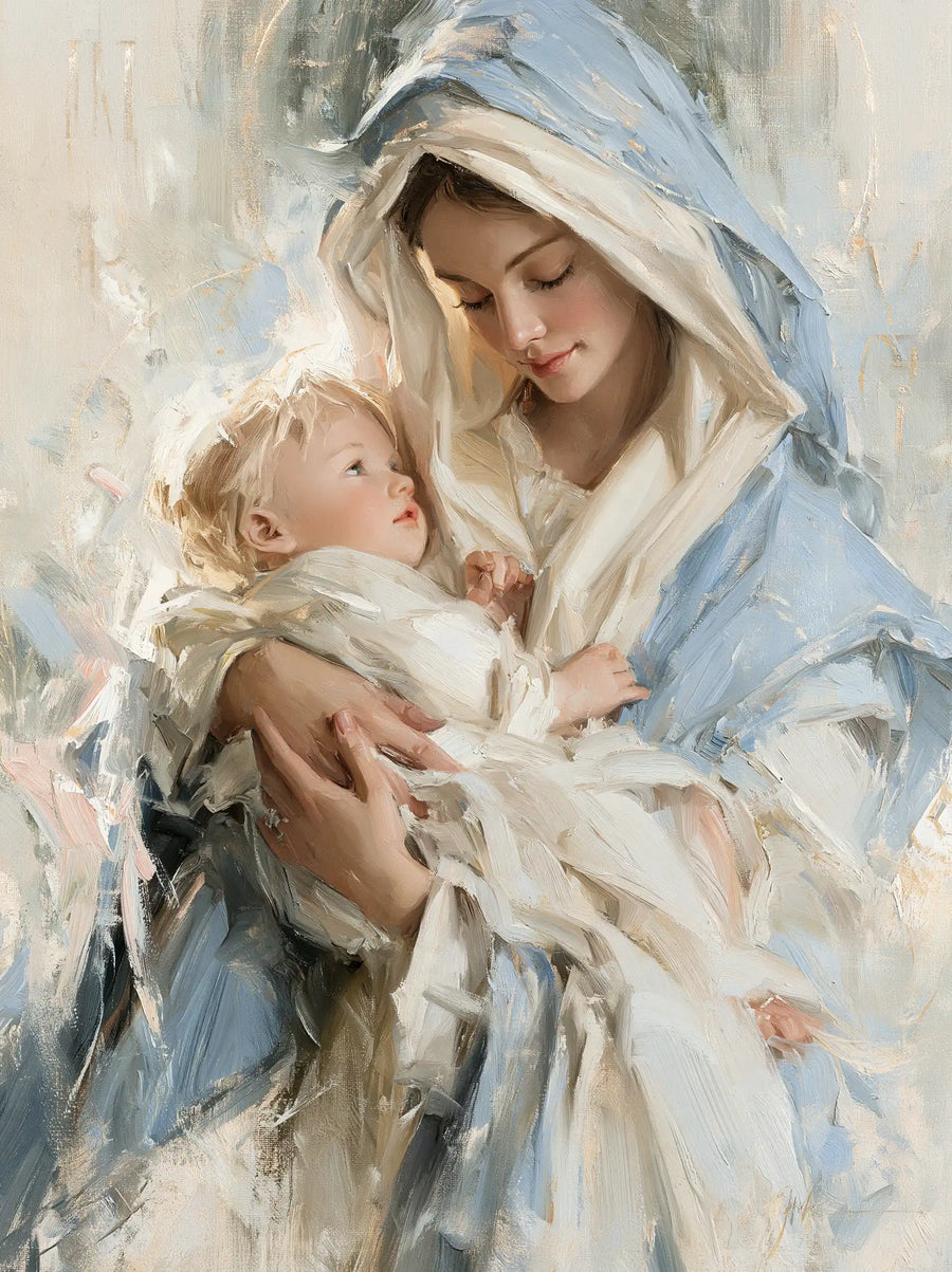 Virgin Mary and Child Jesus - Impressionist · Portrait n° 15