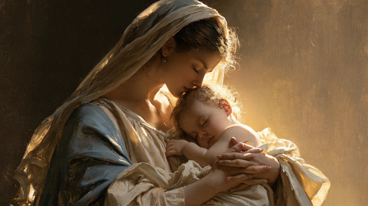 The Virgin and Child — Crossed Fingers Beneath the Little Sleeper