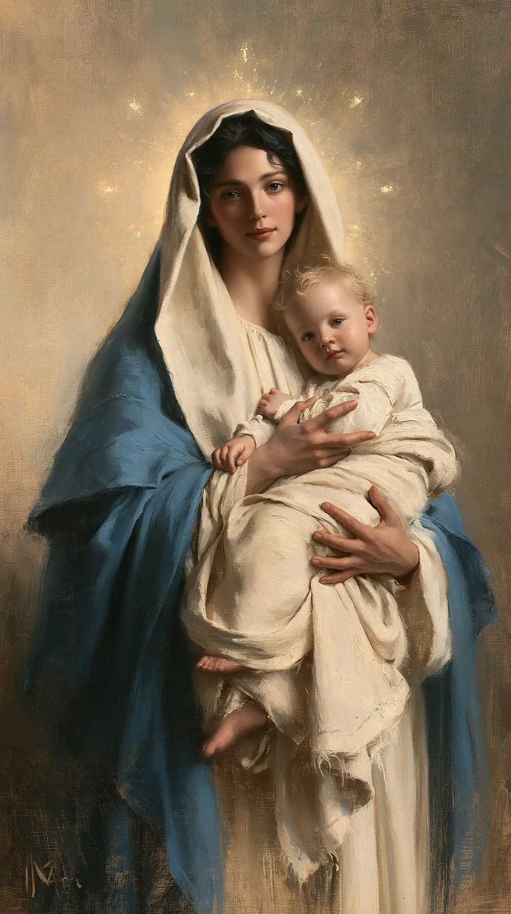 the Virgin Mary presenting the Child Jesus in Mary Presenting the Child Jesus style, portrait Christian artwork no. 2