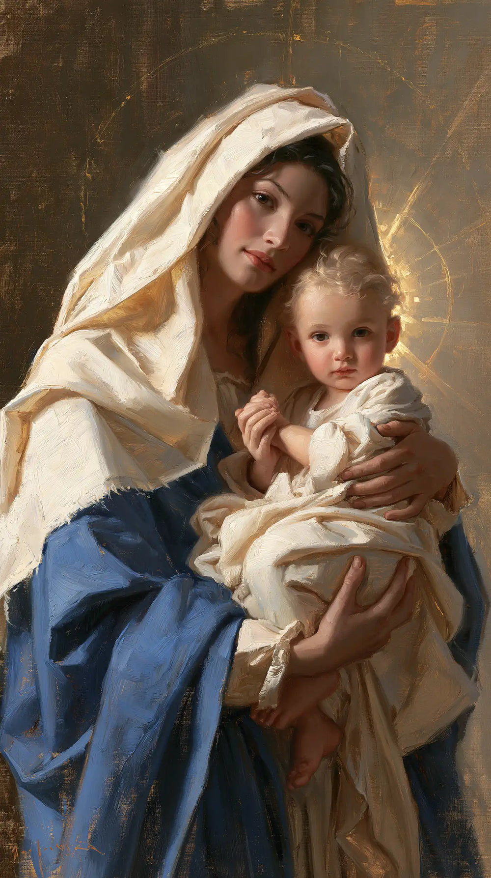 the Virgin Mary presenting the Child Jesus in Mary Presenting the Child Jesus style, portrait Christian artwork no. 15