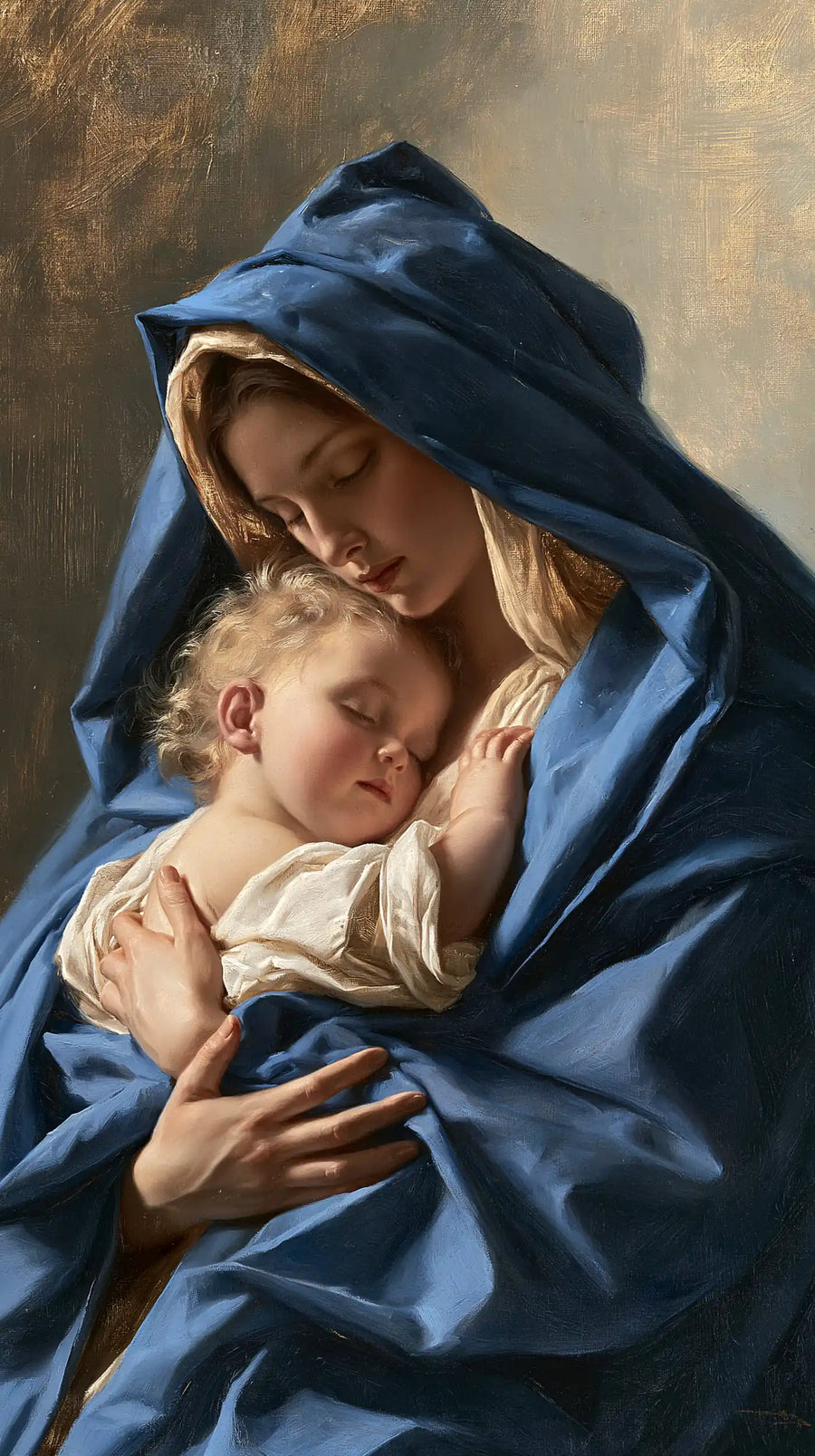 Virgin Mary and Child Jesus - Mary Protecting Jesus Beneath Her Mantle · Portrait n° 4